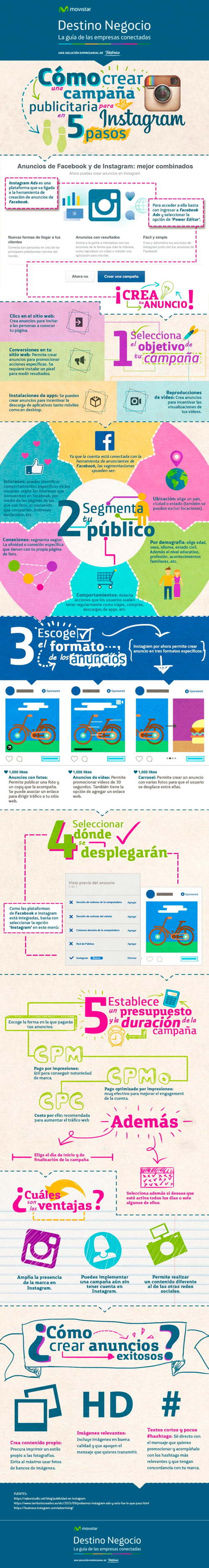 pasos crear campaña publicitaria instagram infografia